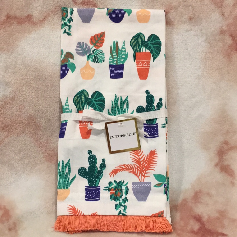 House Plant Designer Kitchen Tea Towel NWT Paper Source Cotton 20”x28”